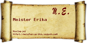 Meister Erika névjegykártya